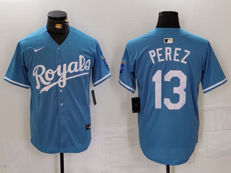Men's Kansas City Royals Salvador Perez #13 Light Blue Alternate Limited Jersey Men's Kansas City Royals Salvador Perez #13 Light Blue Alternate Limited Jersey